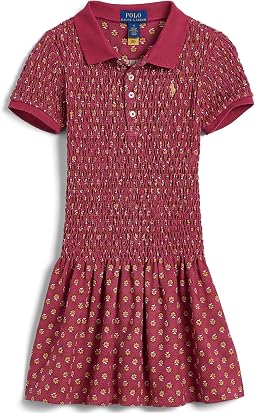 Детское платье Polo Ralph Lauren Kids с цветочным принтом, сборкой и эластичной сеткой (Малыш/Младший школьный возраст)