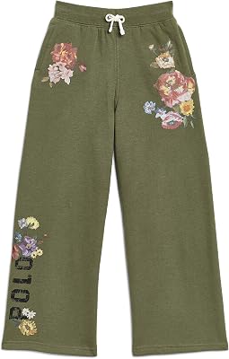 Брюки-джоггеры с широкими штанинами Floral Wide-Leg Fleece Sweatpants из флиса