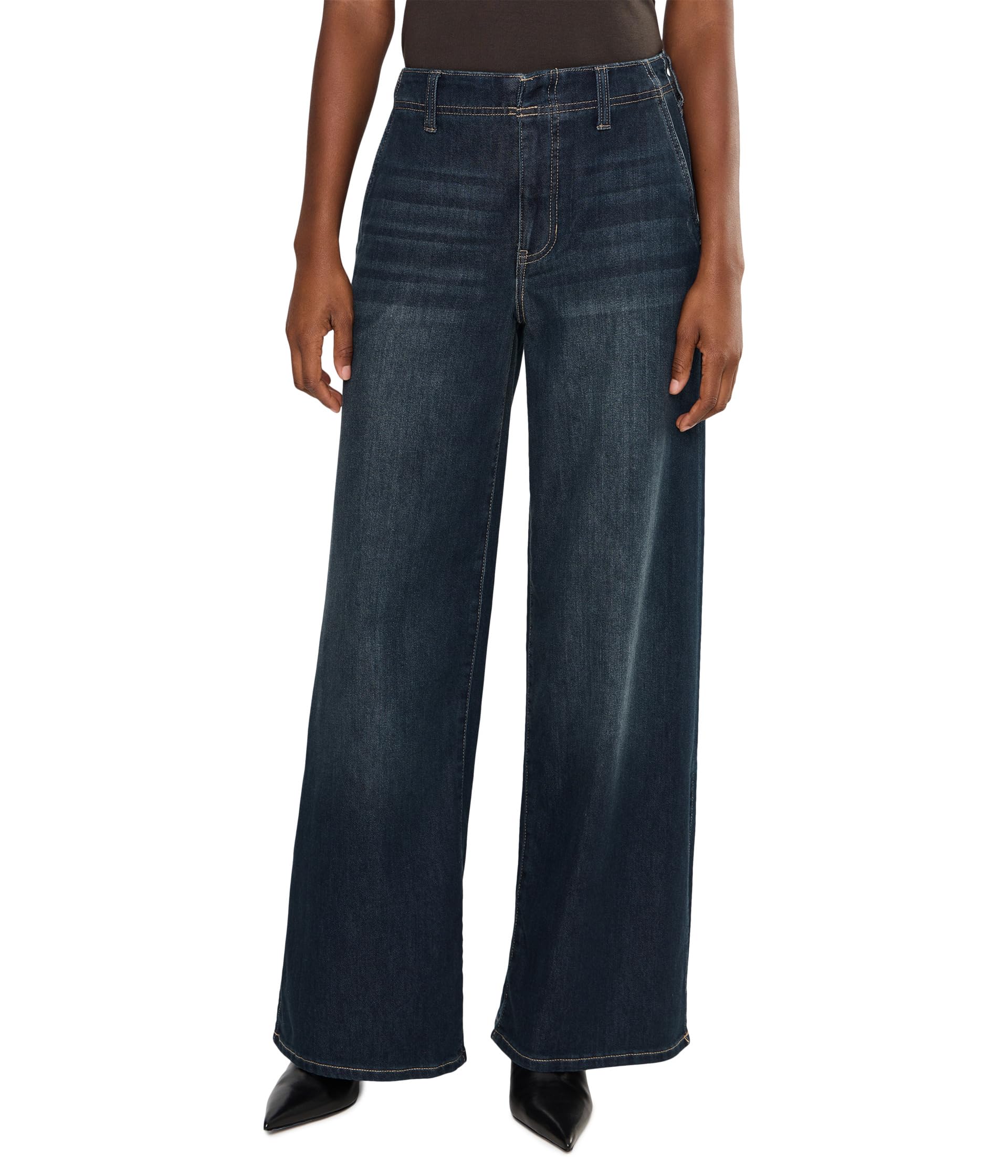 Mid-Rise Weekender Wide Leg Jeans w/ Side Slit