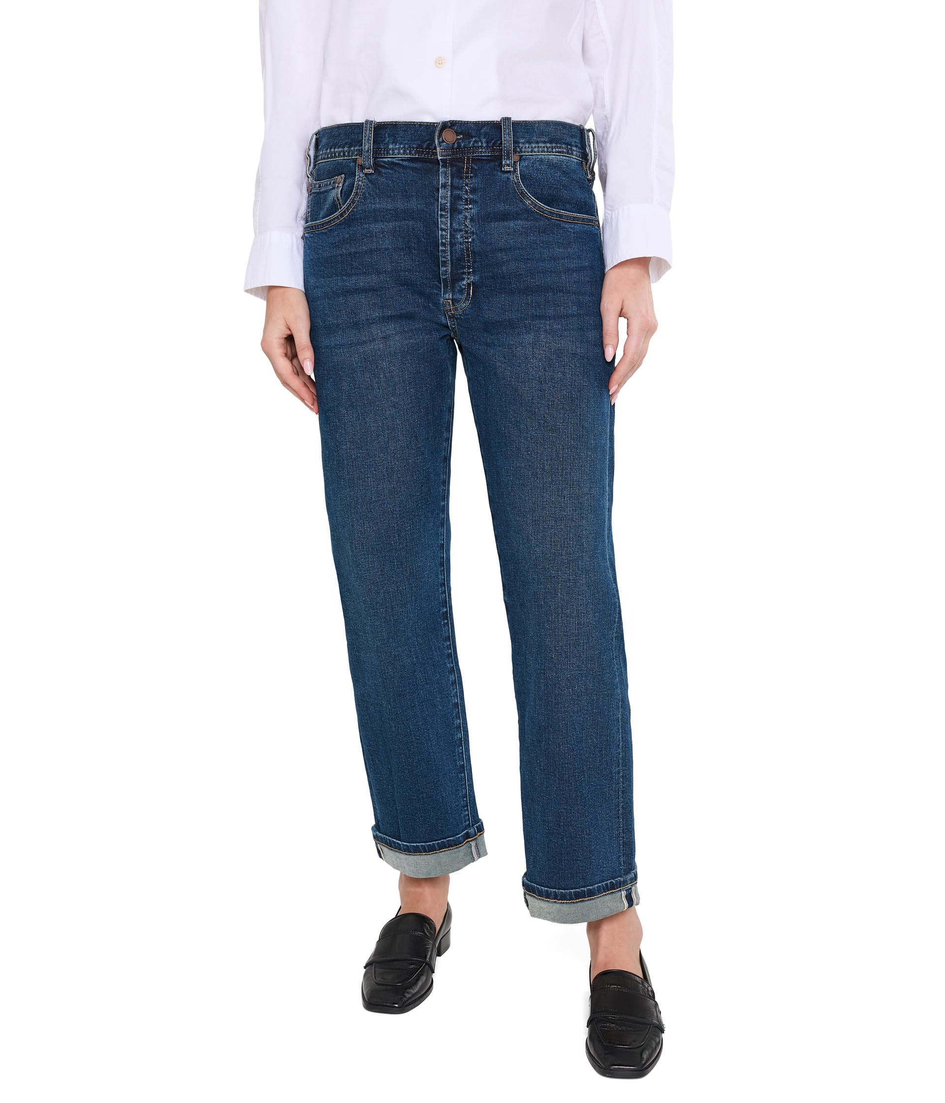 Sloane Slouchy Low-Rise Girlfriend Cuffed Jeans