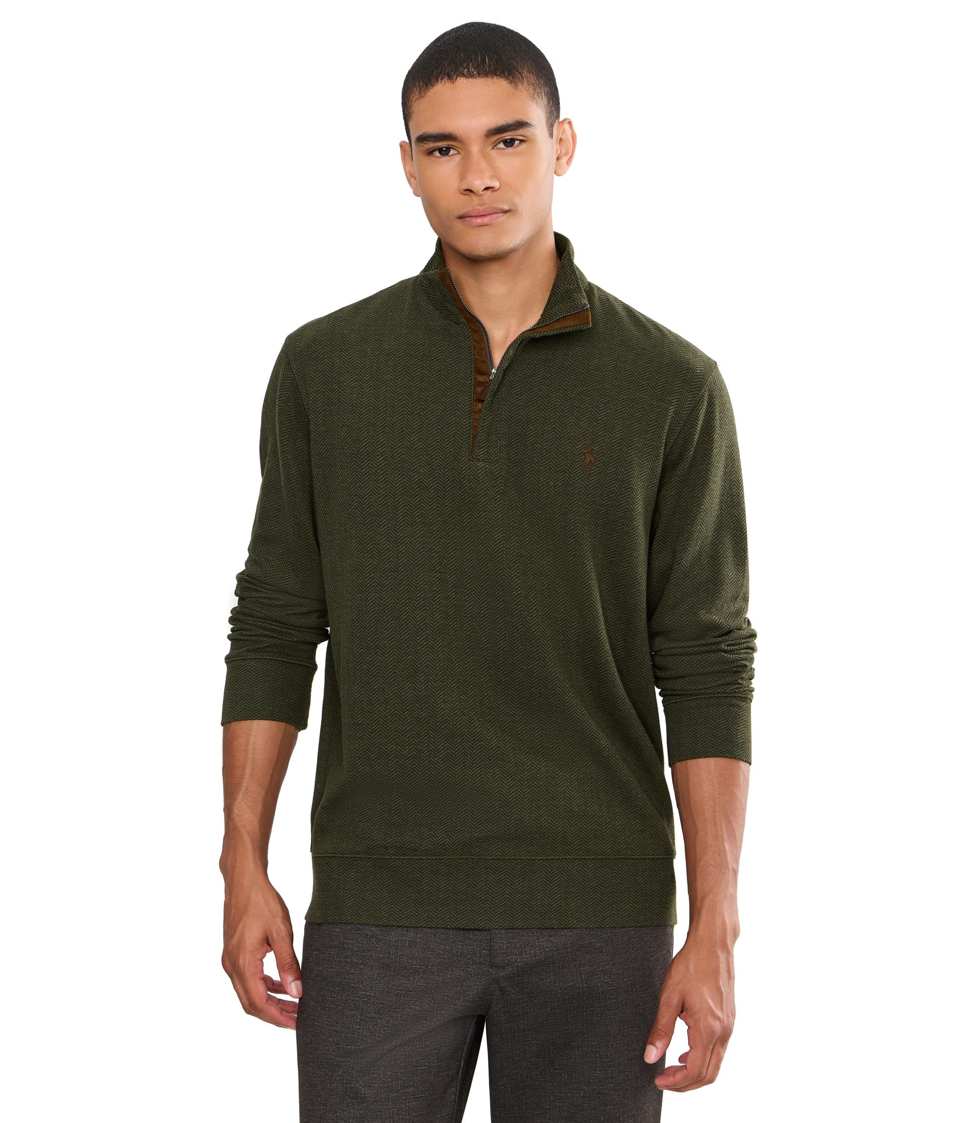 Herringbone-Print Luxury Pullover