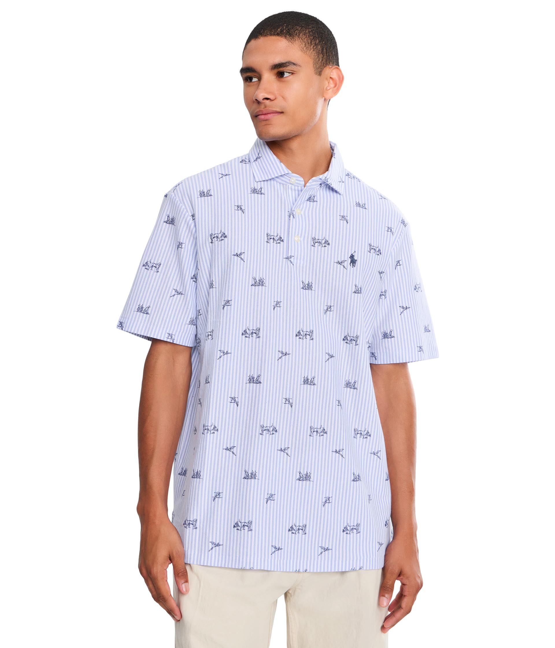 Printed Mesh Knit Polo
