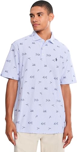 Printed Mesh Knit Polo