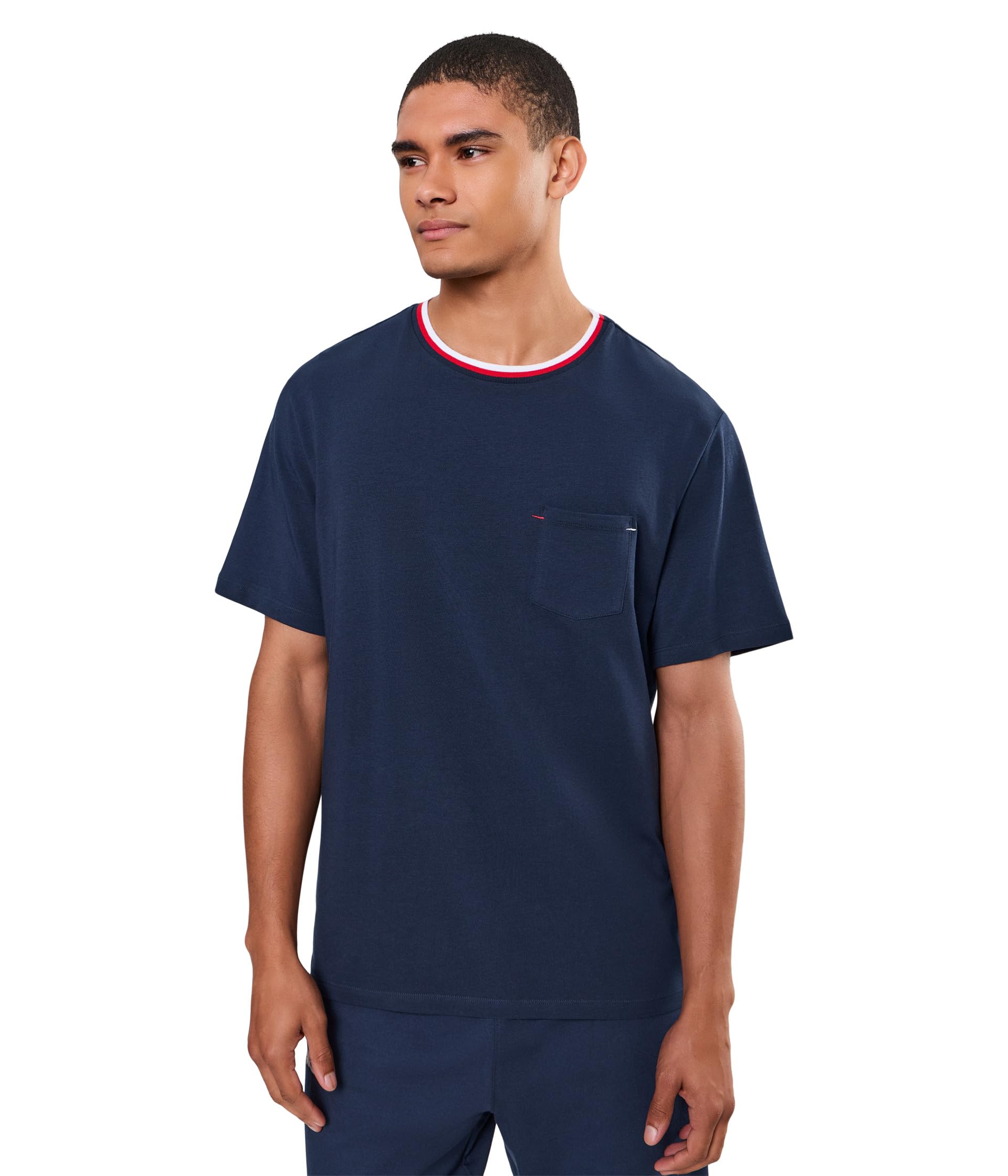 Contrast Neck Pajama Top