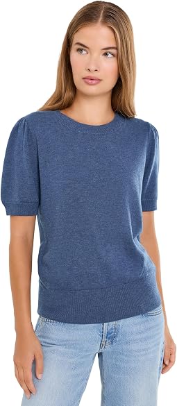 Short Sleeve Puff Sleeve Crew Neck