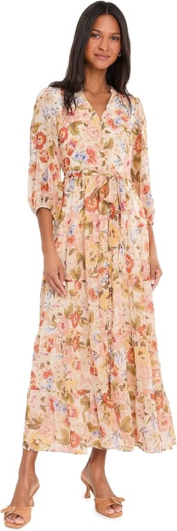 Three Teir Button Bodice Maxi Dress
