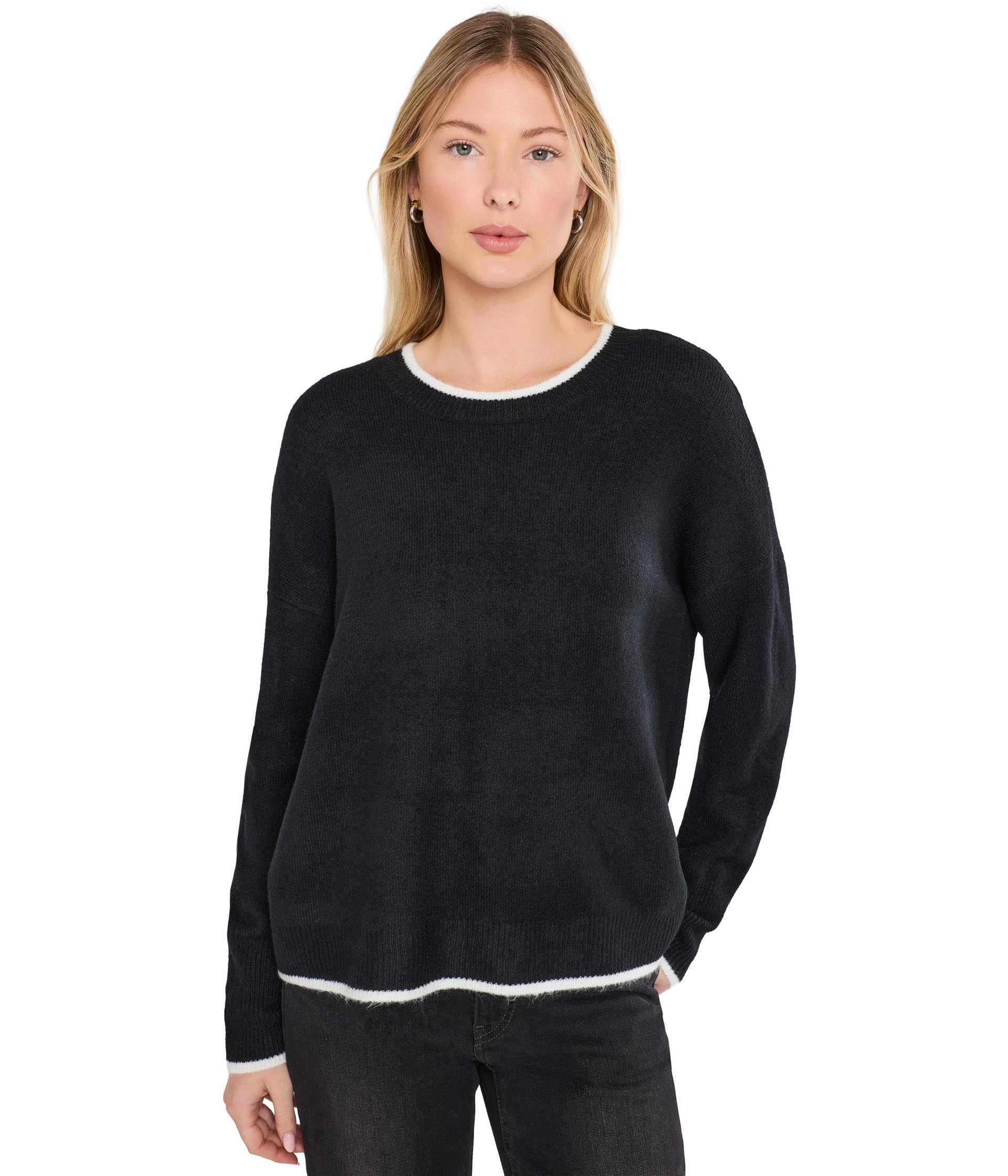 Crew Neck with Tipping At Neck Cuff and Hem