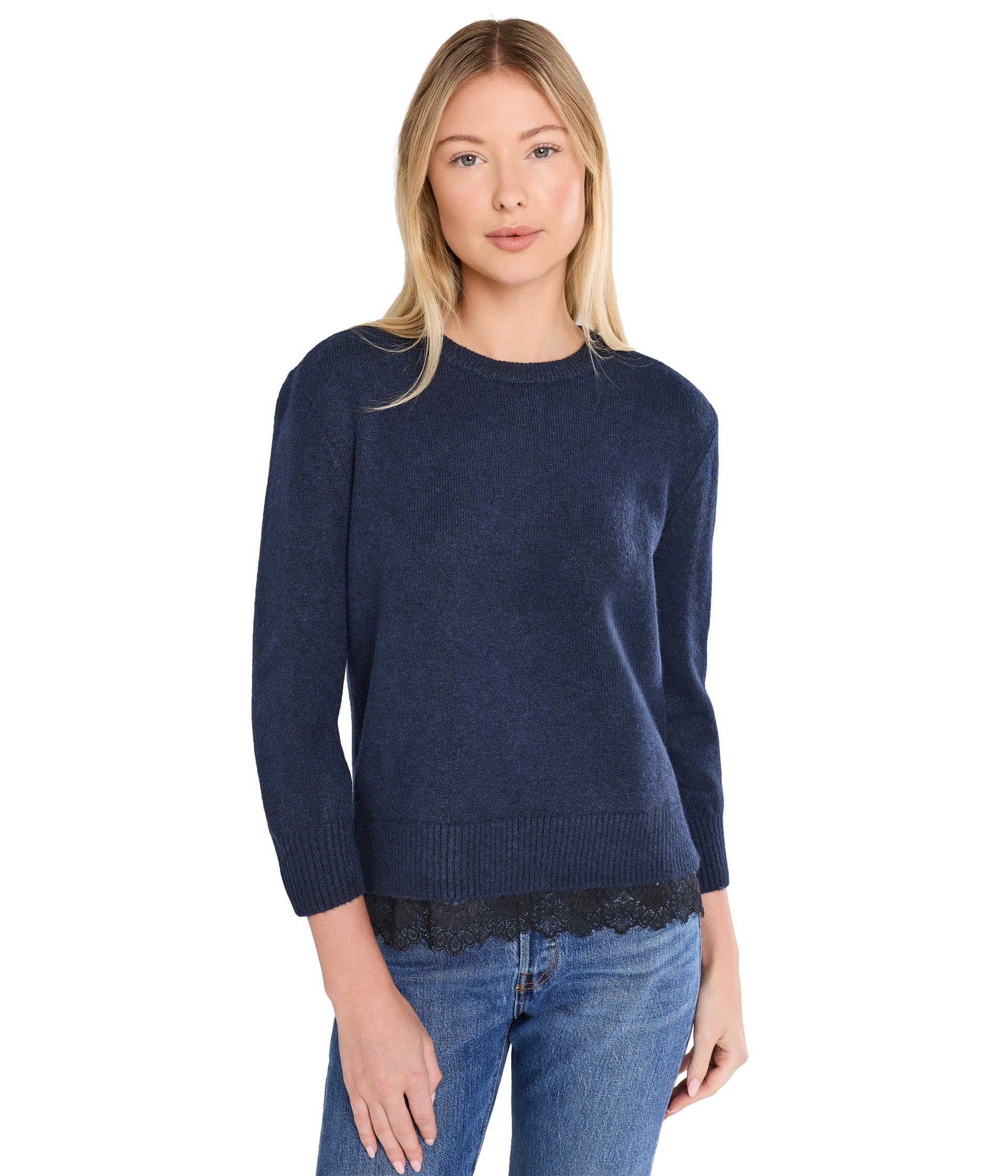 Crew Neck with Lace Hem