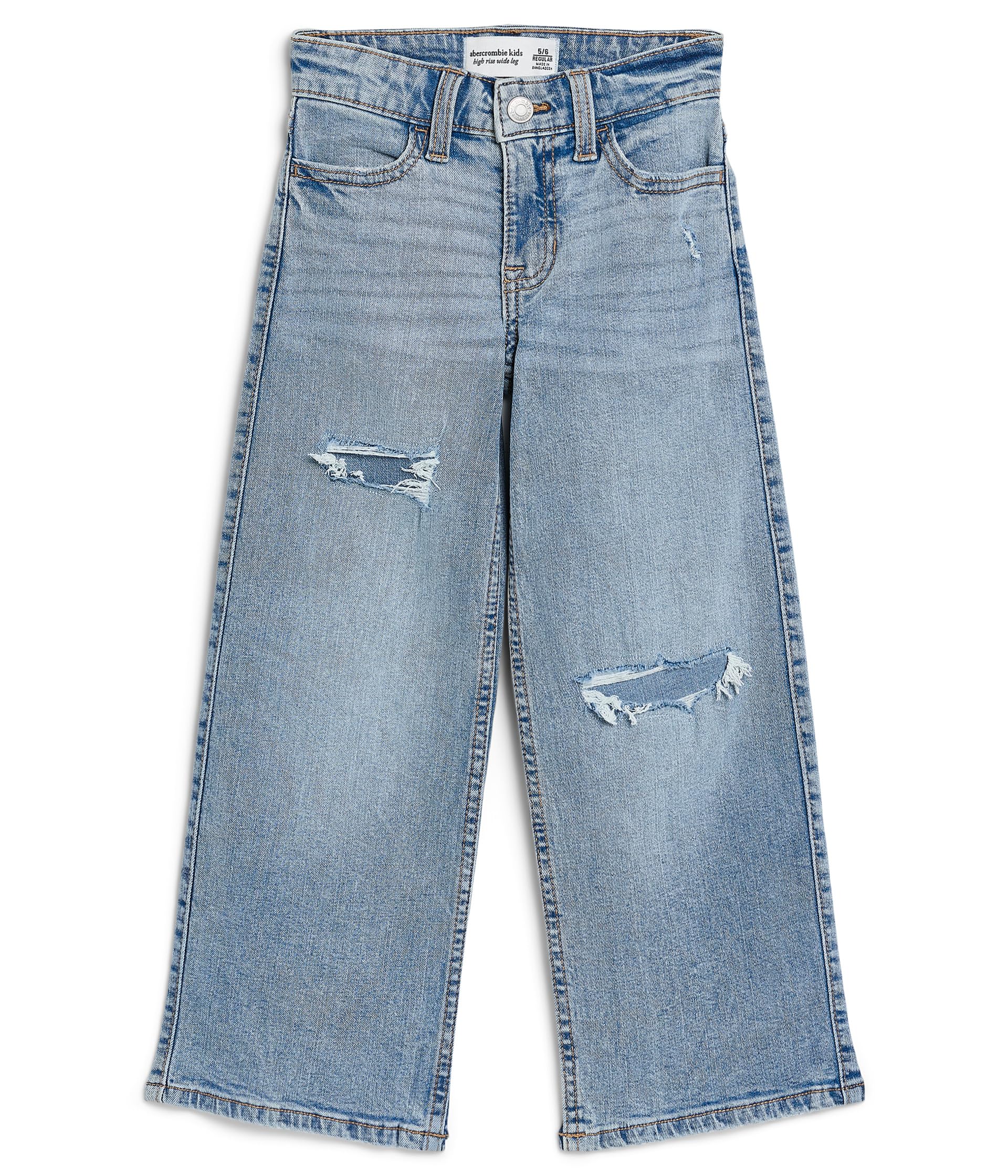 Destroyed High-Rise Wide Leg Jeans (Big Kid)
