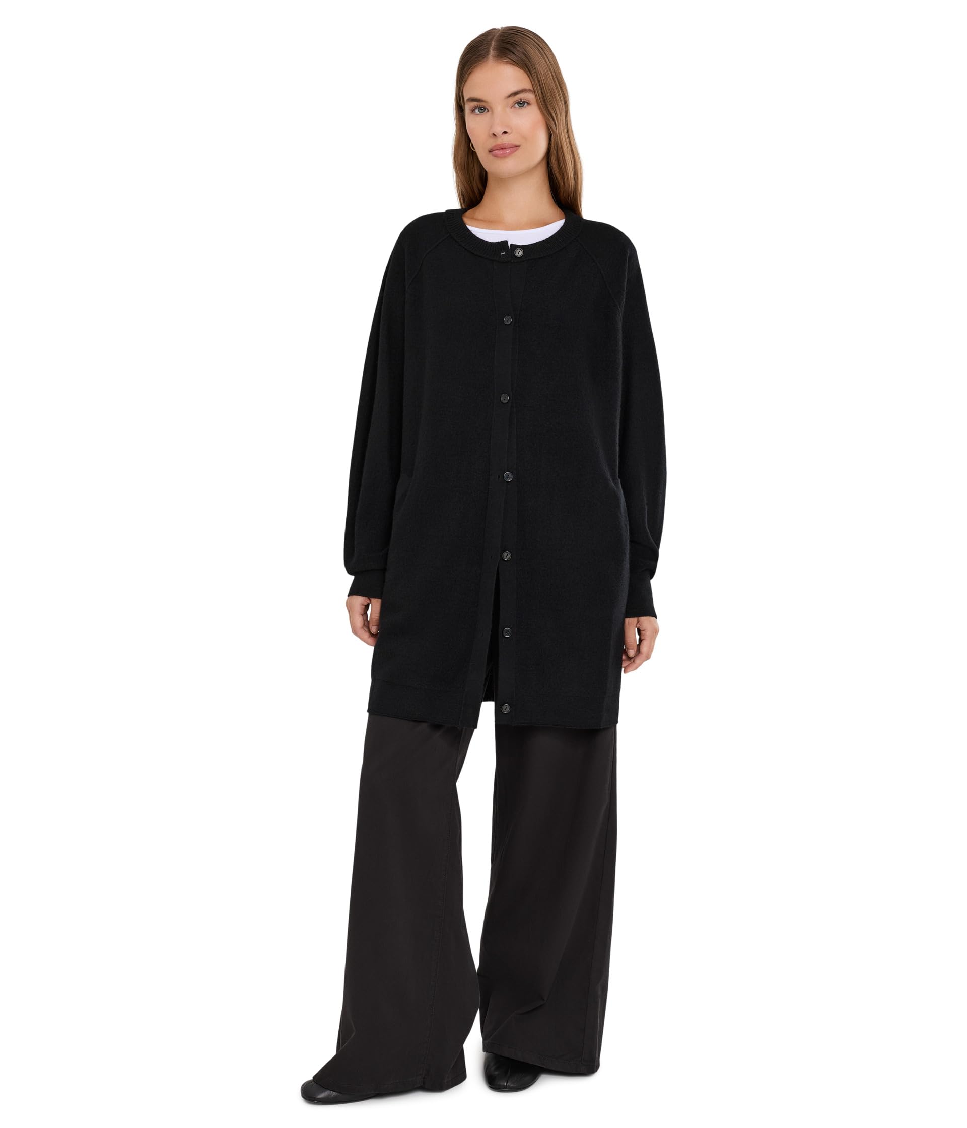 Fine Felted Wool Crew Neck Cardigan
