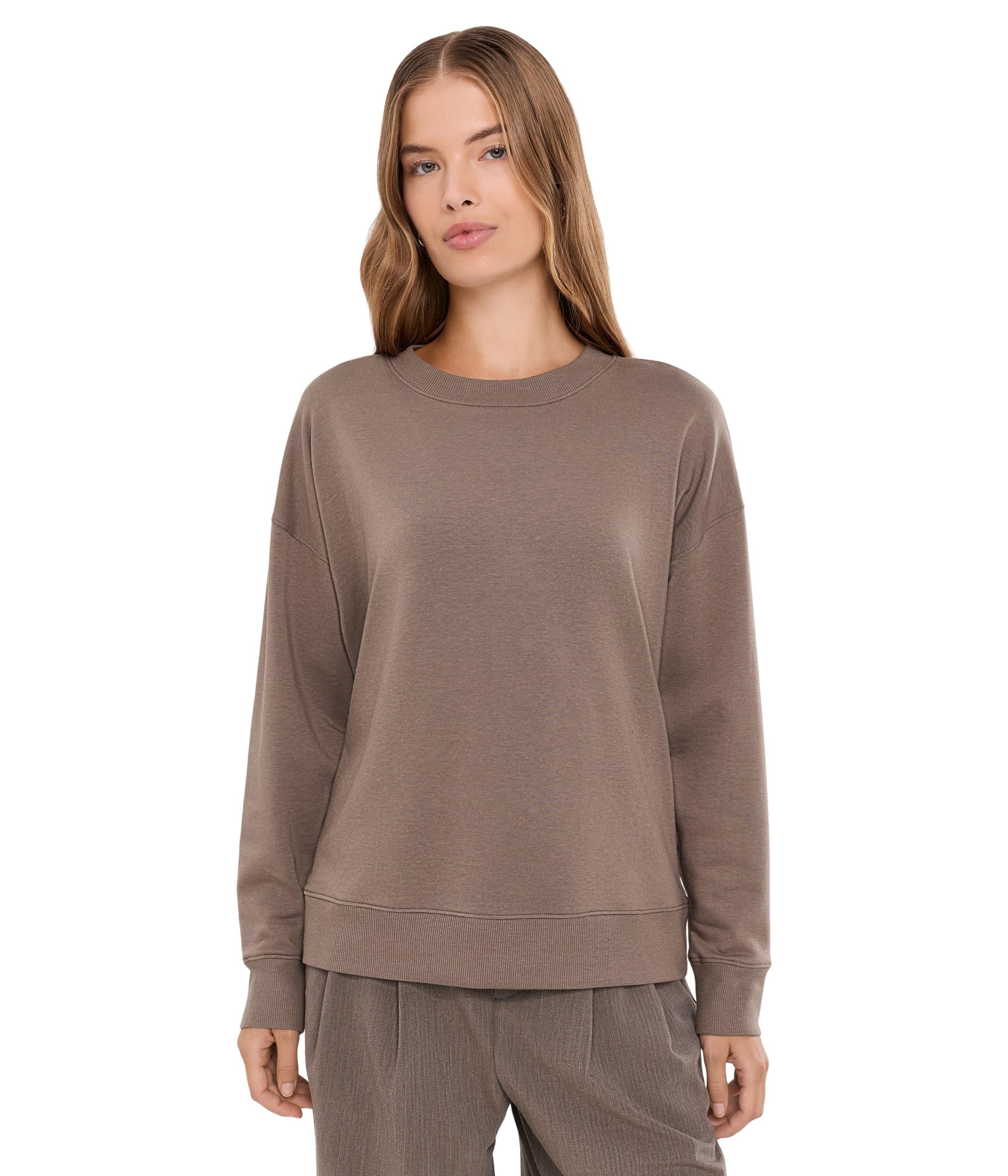 Petite Cozy Brushed Terry Hug Crew Neck Sweatshirt
