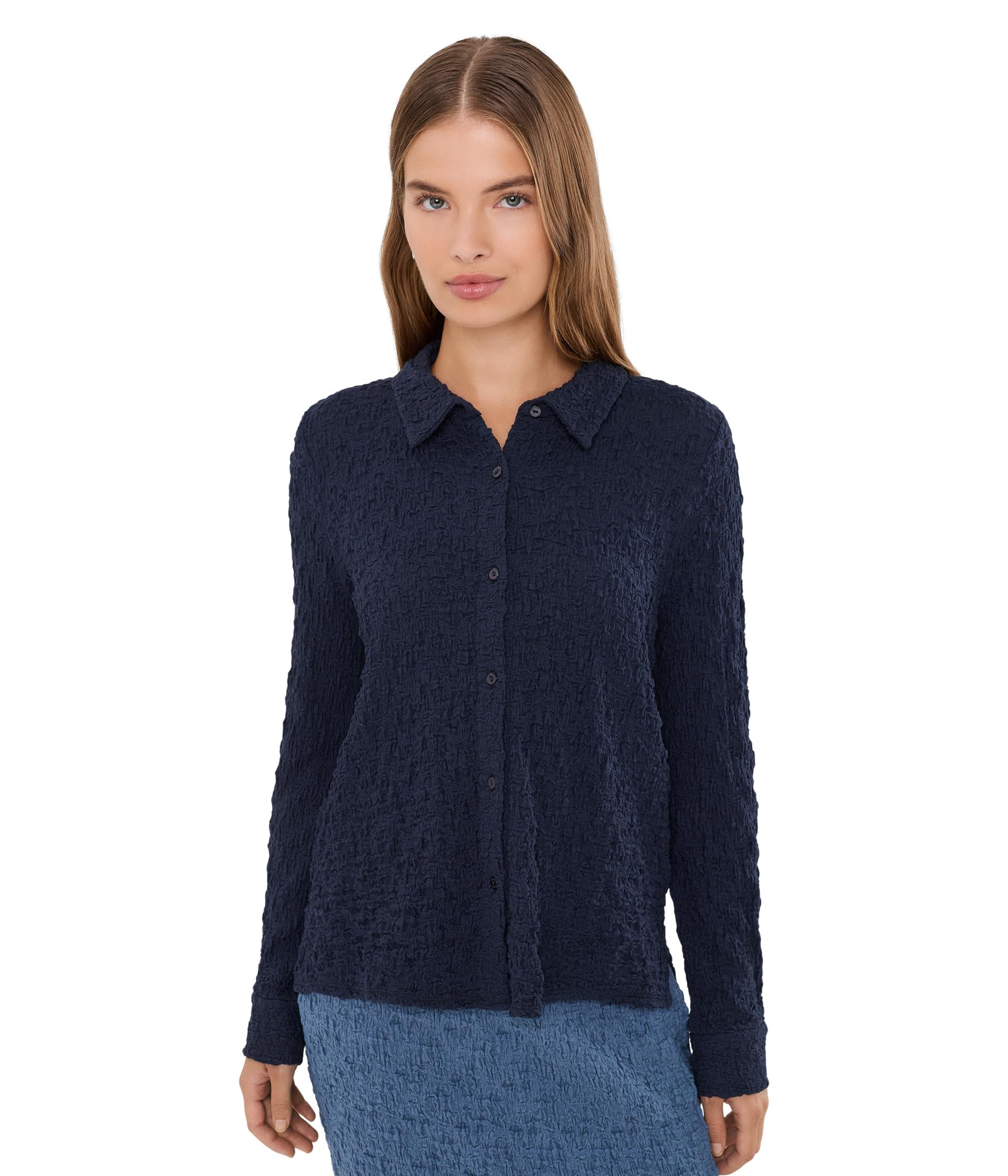 Petite Bubble Jacquard Classic Collar Shirt