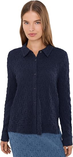 Petite Bubble Jacquard Classic Collar Shirt