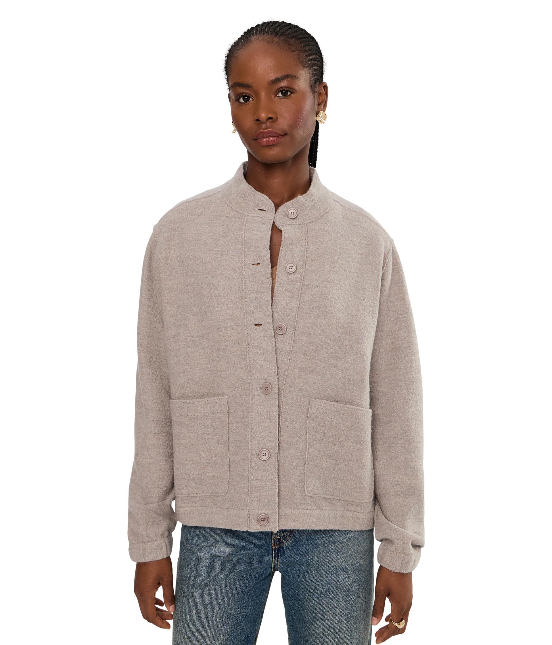 Lightweight Boiled Wool Stand Collar Jacket