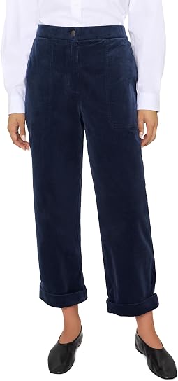 Брюки прямого кроя из эластичного вельвета Organic Cotton Stretch Corduroy Ankle Straight Pants