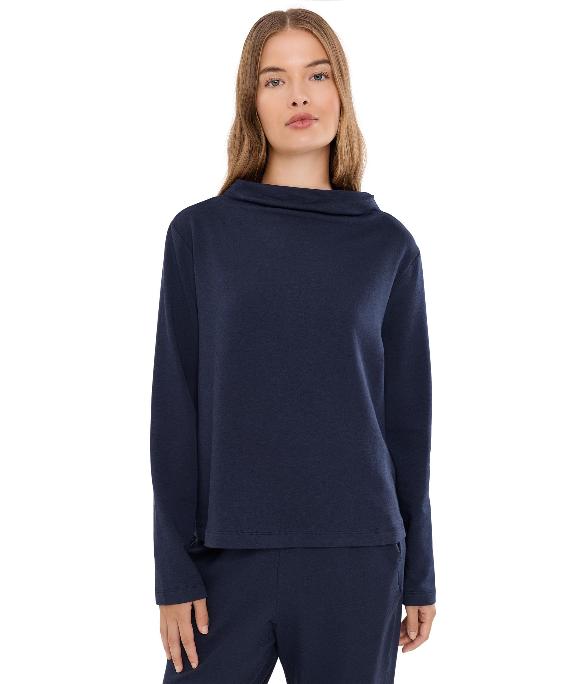 Cozy Brushed Terry Hug Funnel Neck Top