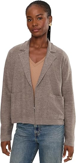 Fine Felted Wool Notch Collar Cardigan