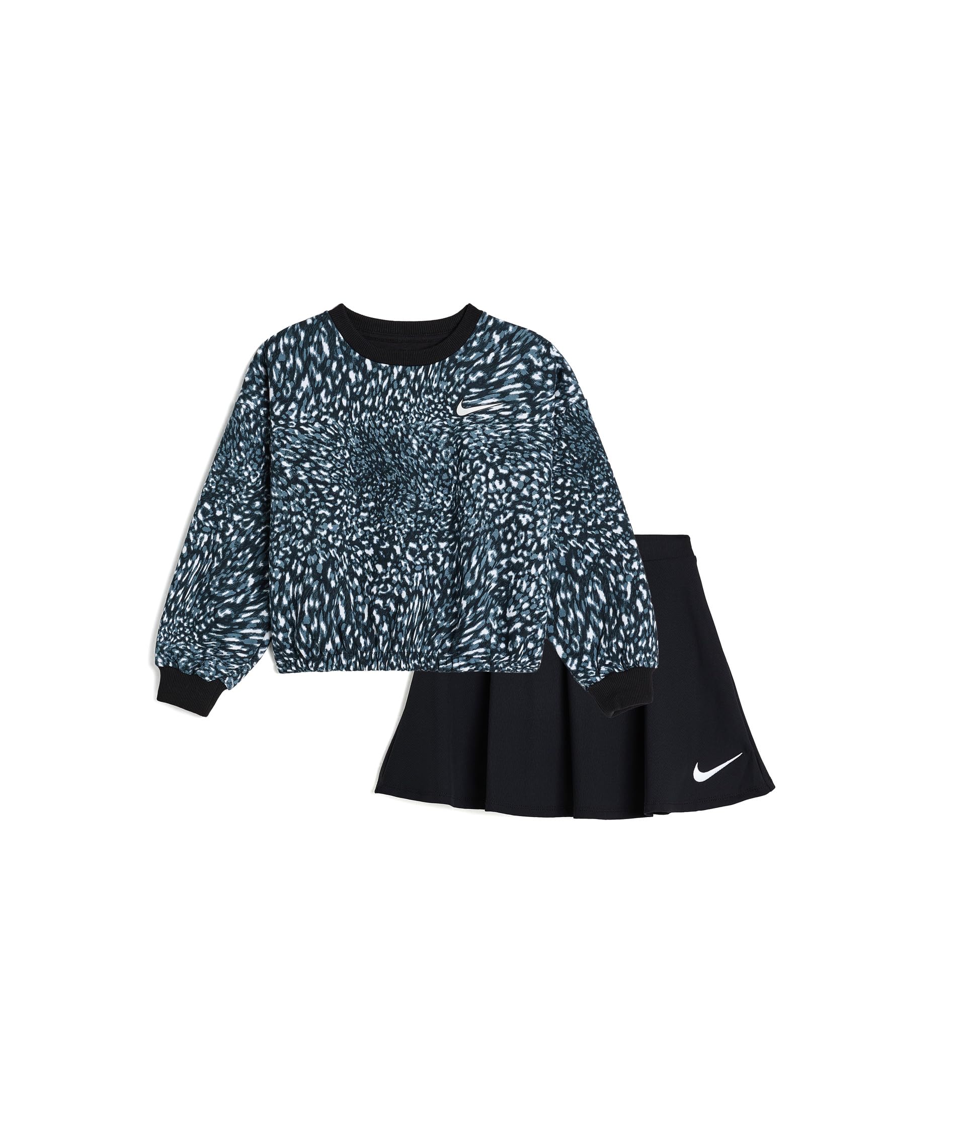 Aop Crew Neck Sweatshirt and Skort Set (Little Kid)