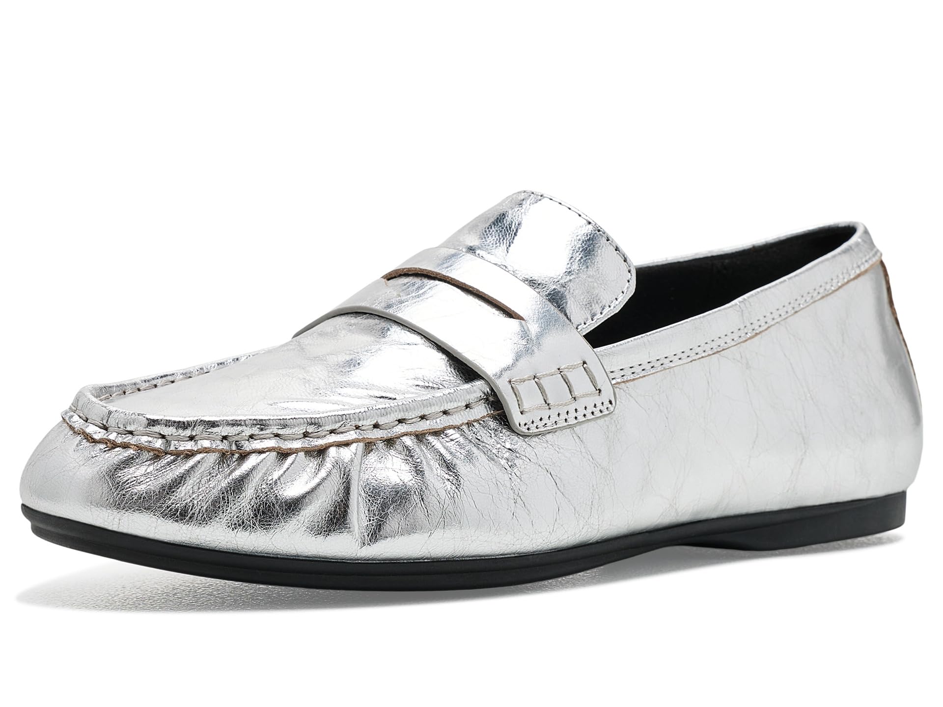 Delicato Crinkle Metallic Leather Loafers