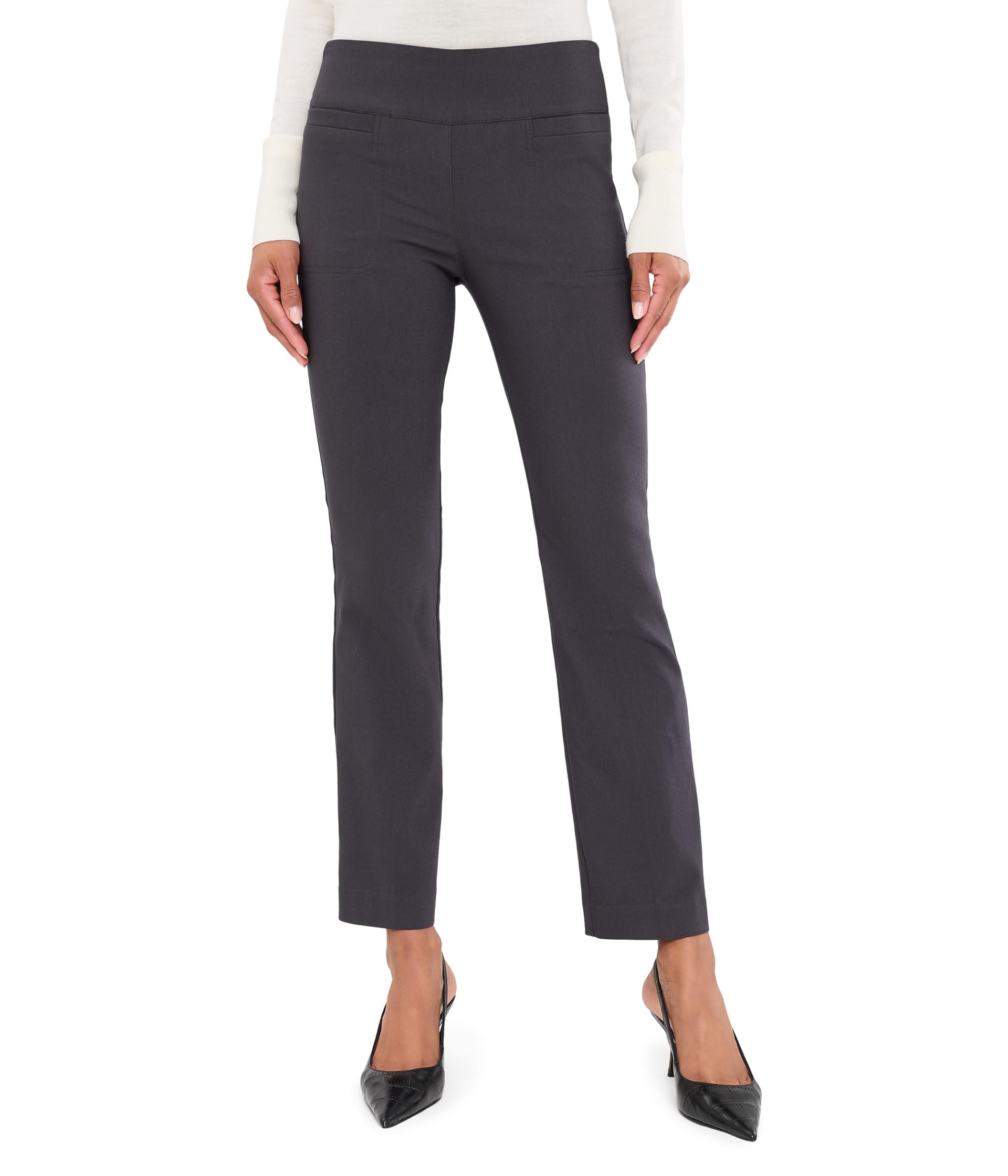 Control Stretch Elastic Waist Pull-On Bootcut Pants with Besom Pockets