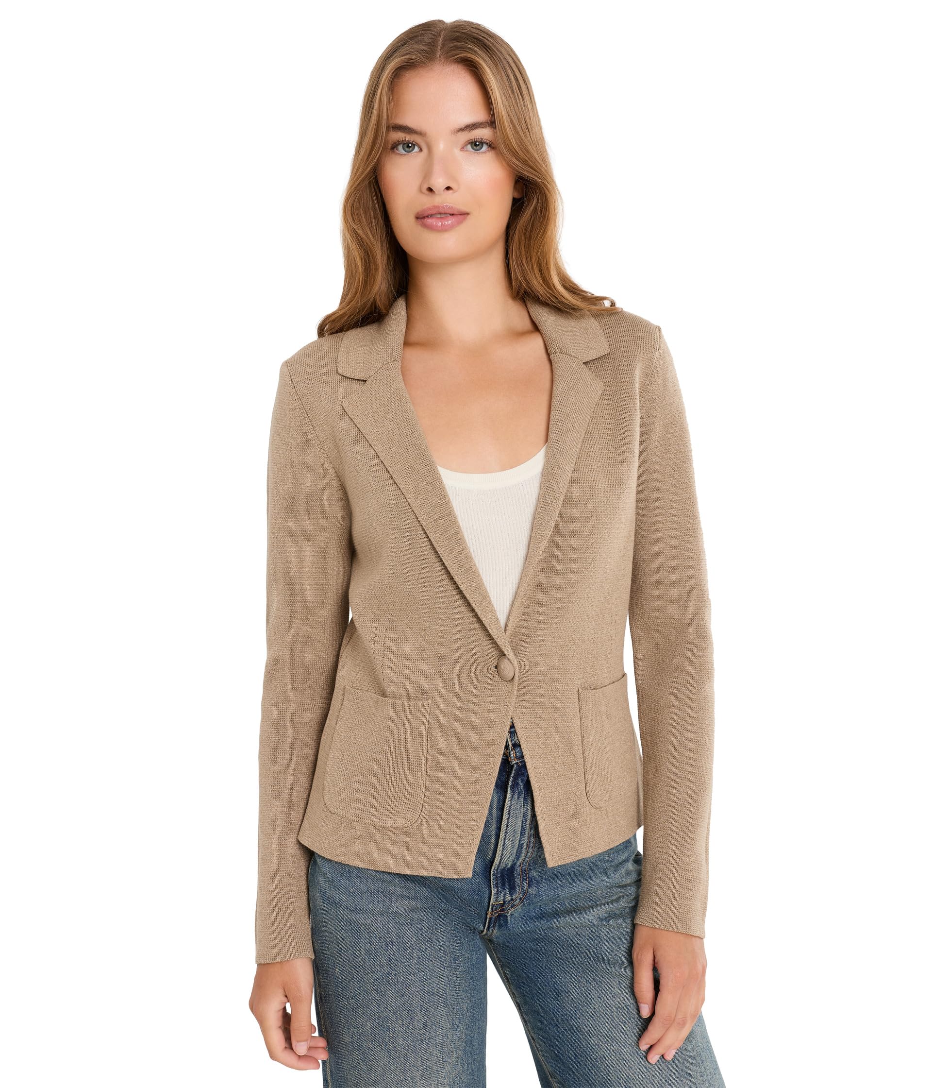 Petite Elegant Knit Tailored Blazer