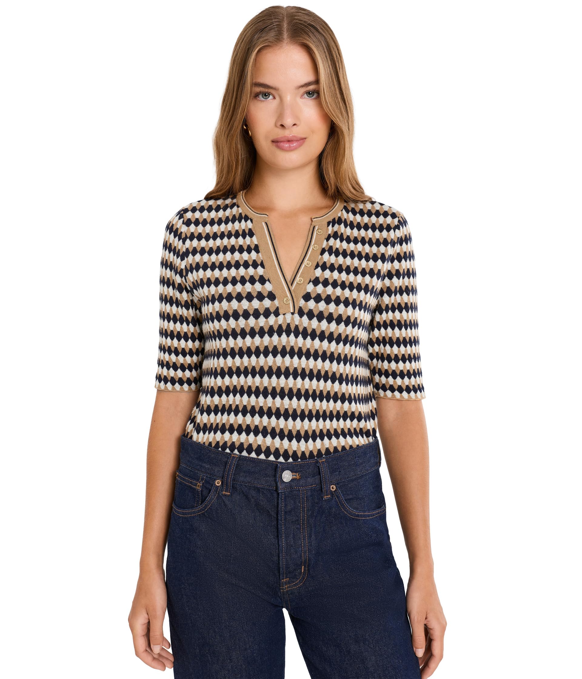 Petite Angled Jacquard Sweater