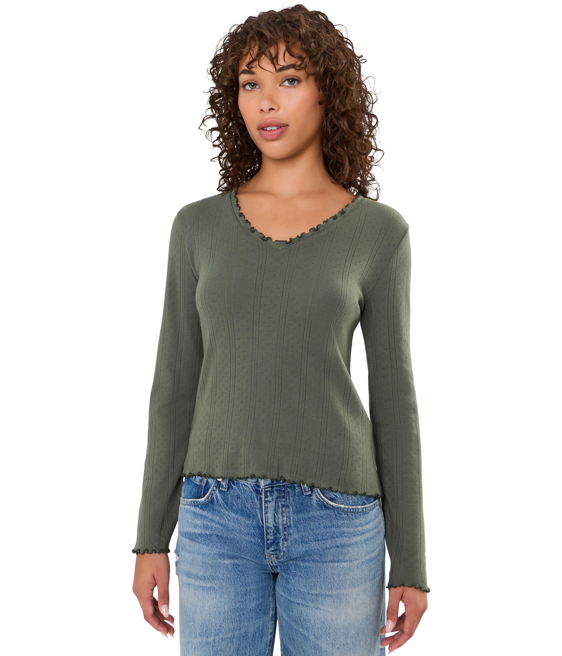 Pointelle Rib Cleo Long Sleeve Tee