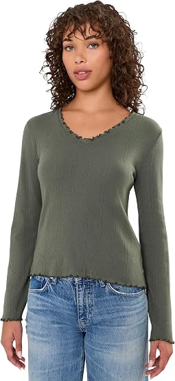 Pointelle Rib Cleo Long Sleeve Tee