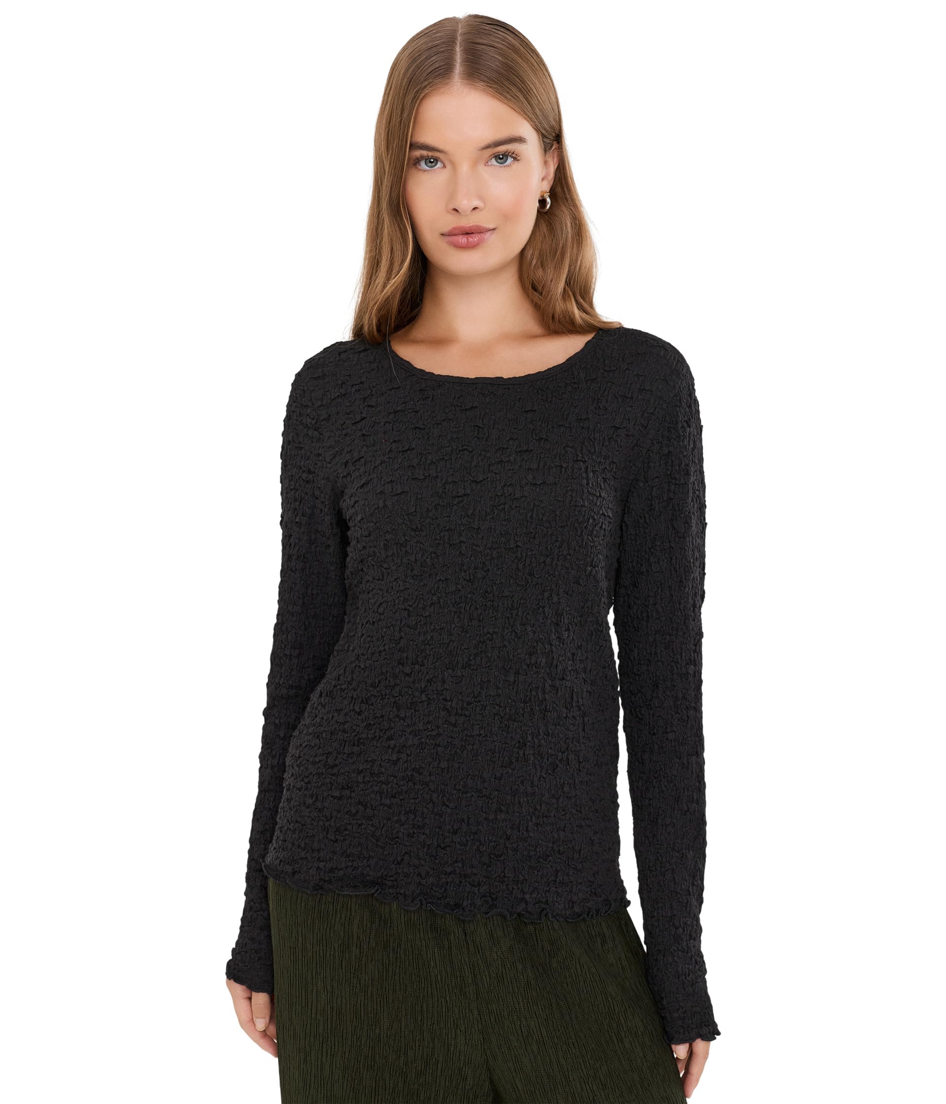 Bubble Jacquard Round Neck Top