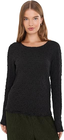 Bubble Jacquard Round Neck Top
