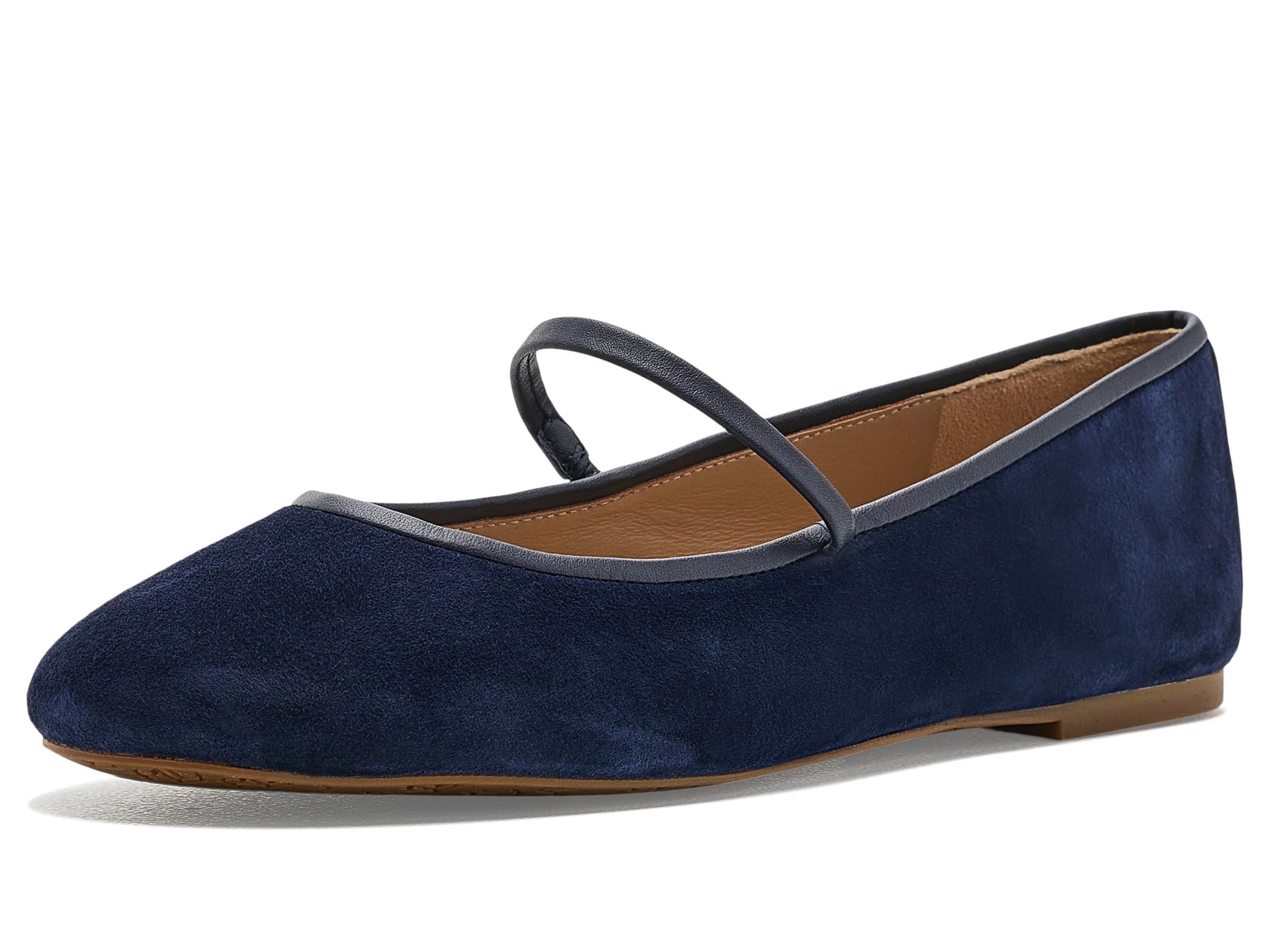 Jayna Nappa-Trim Suede Mary Jane Flats