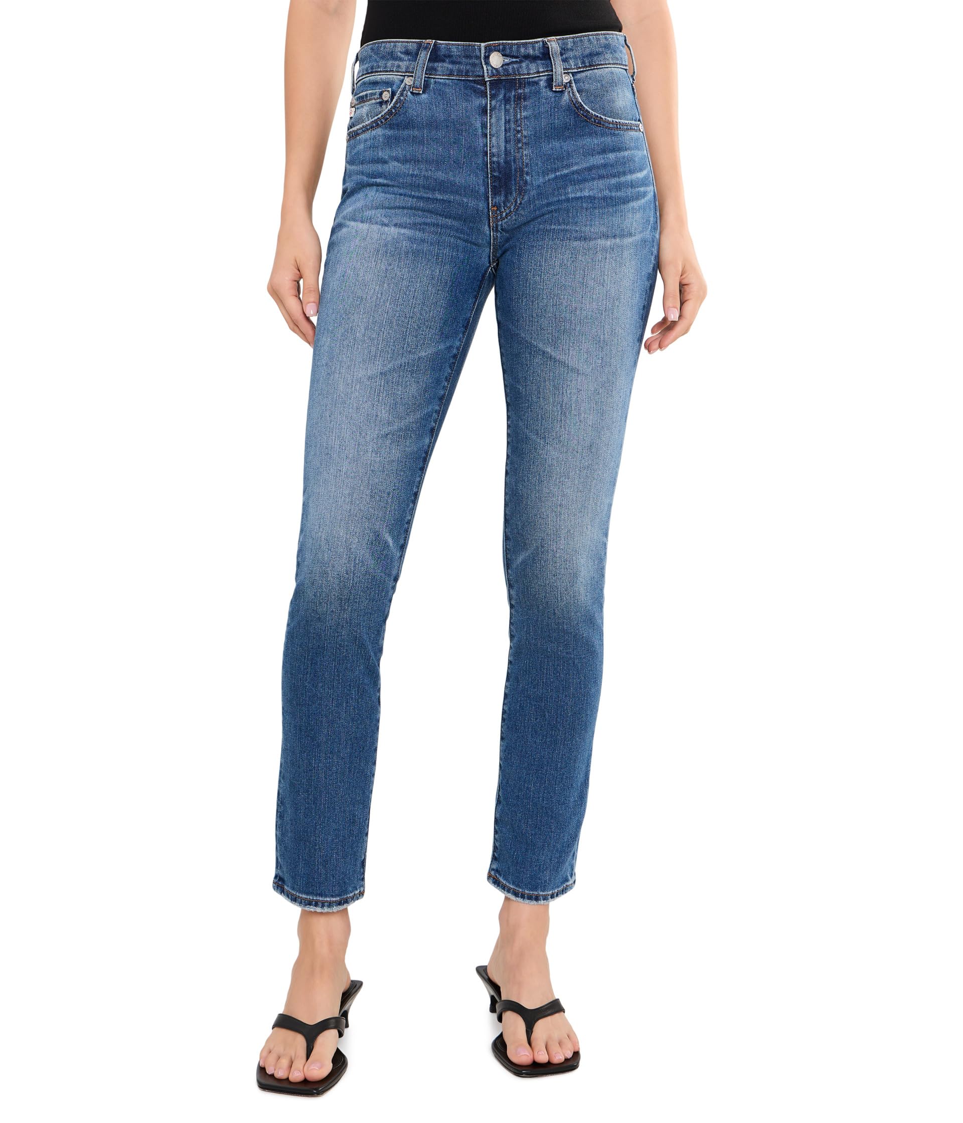 Mari Mid-Rise Slim Straight Jeans