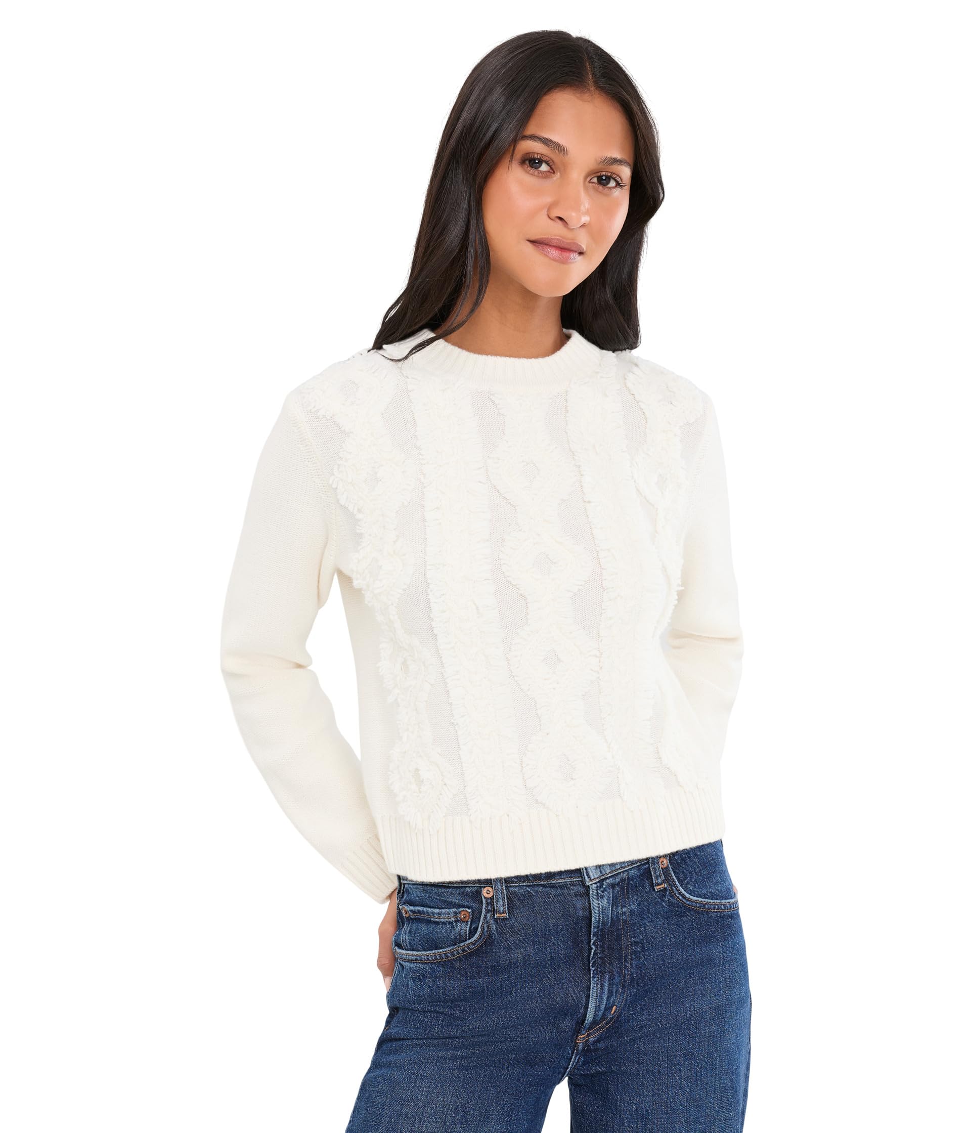 Cut Float Diamond Cable Crew Neck