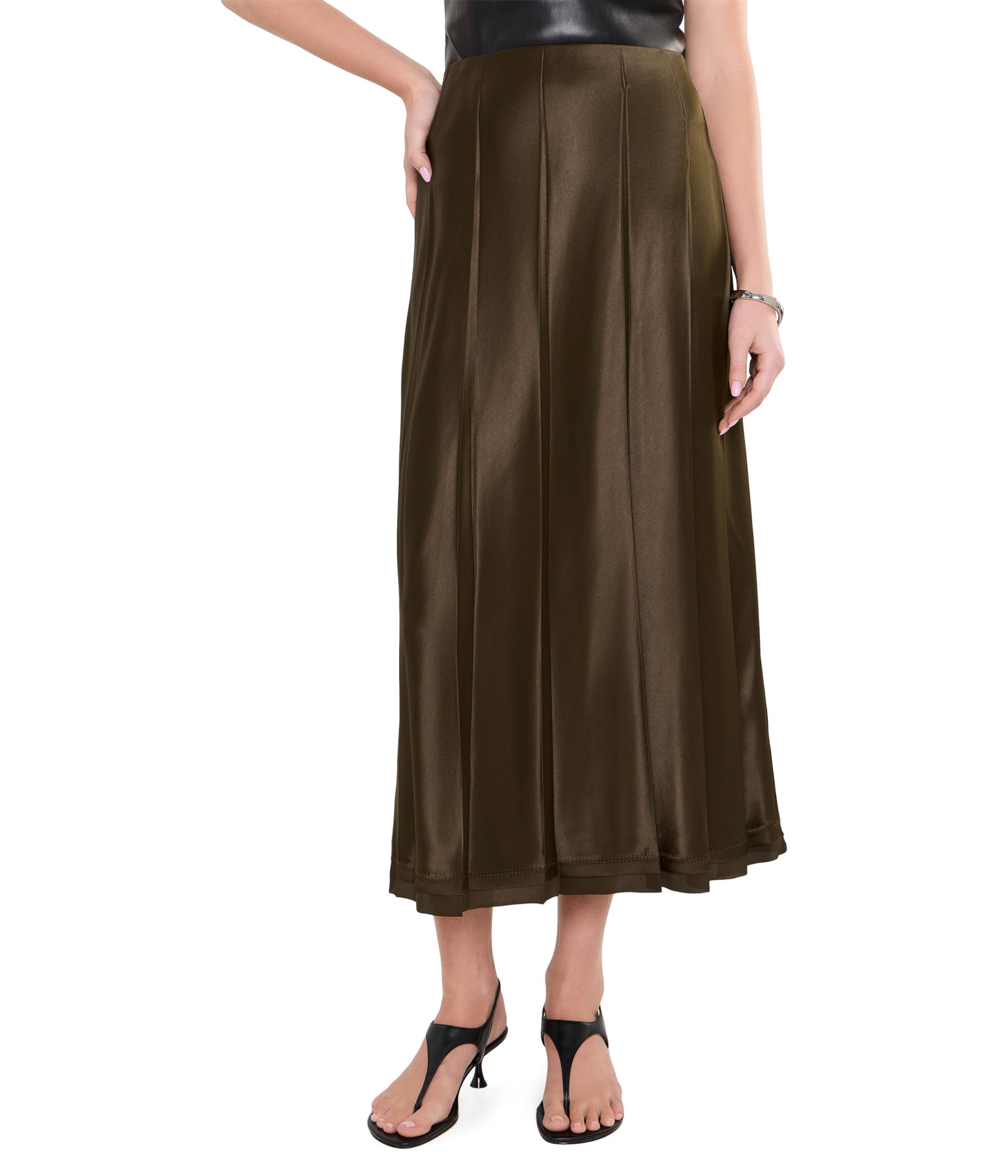 Creased Pleated Skirt w/ Raw Edge Hem