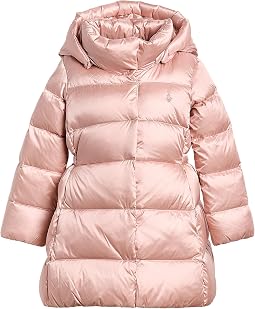 Metallic Down Hooded Long Jacket (Toddler/Little Kid)