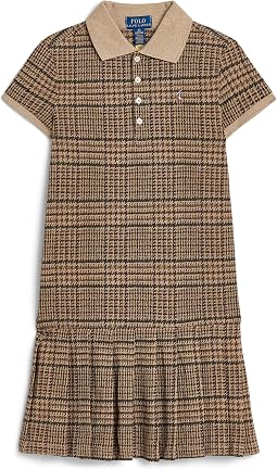 Tweed-Print Stretch Mesh Polo Dress (Big Kid)