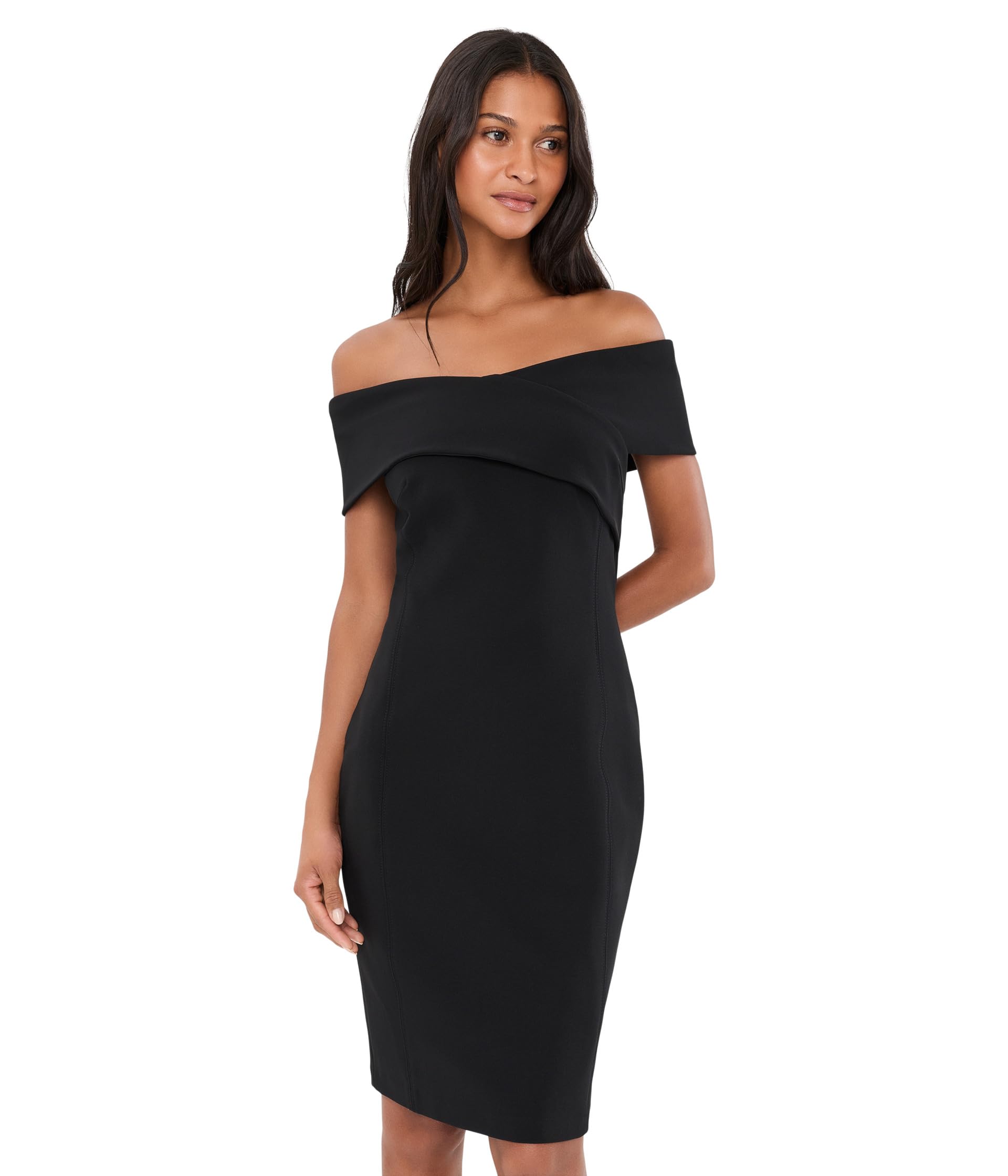 Faille Off-the-Shoulder Cocktail Dress