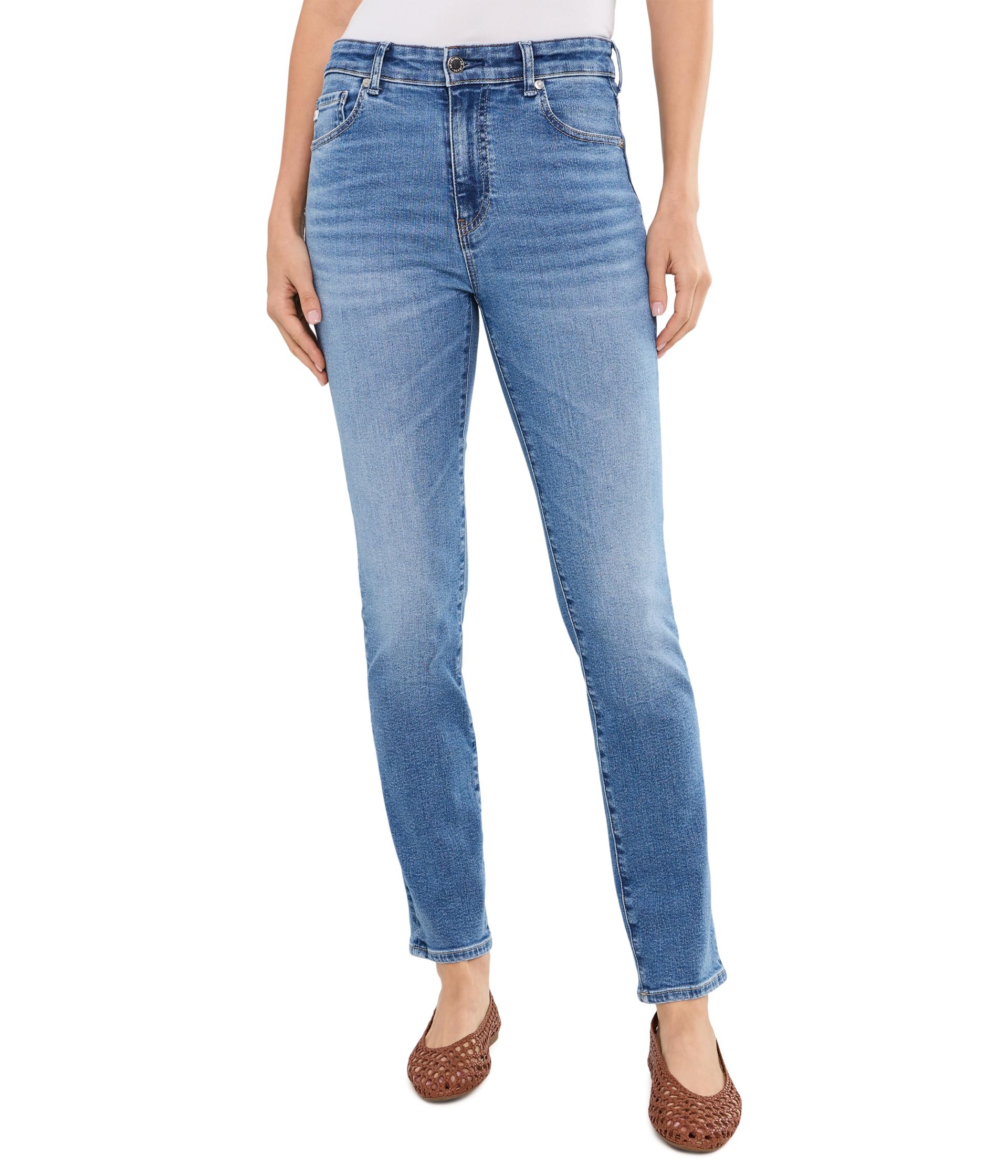 Mari Mid-Rise Slim Straight Pants in Bass