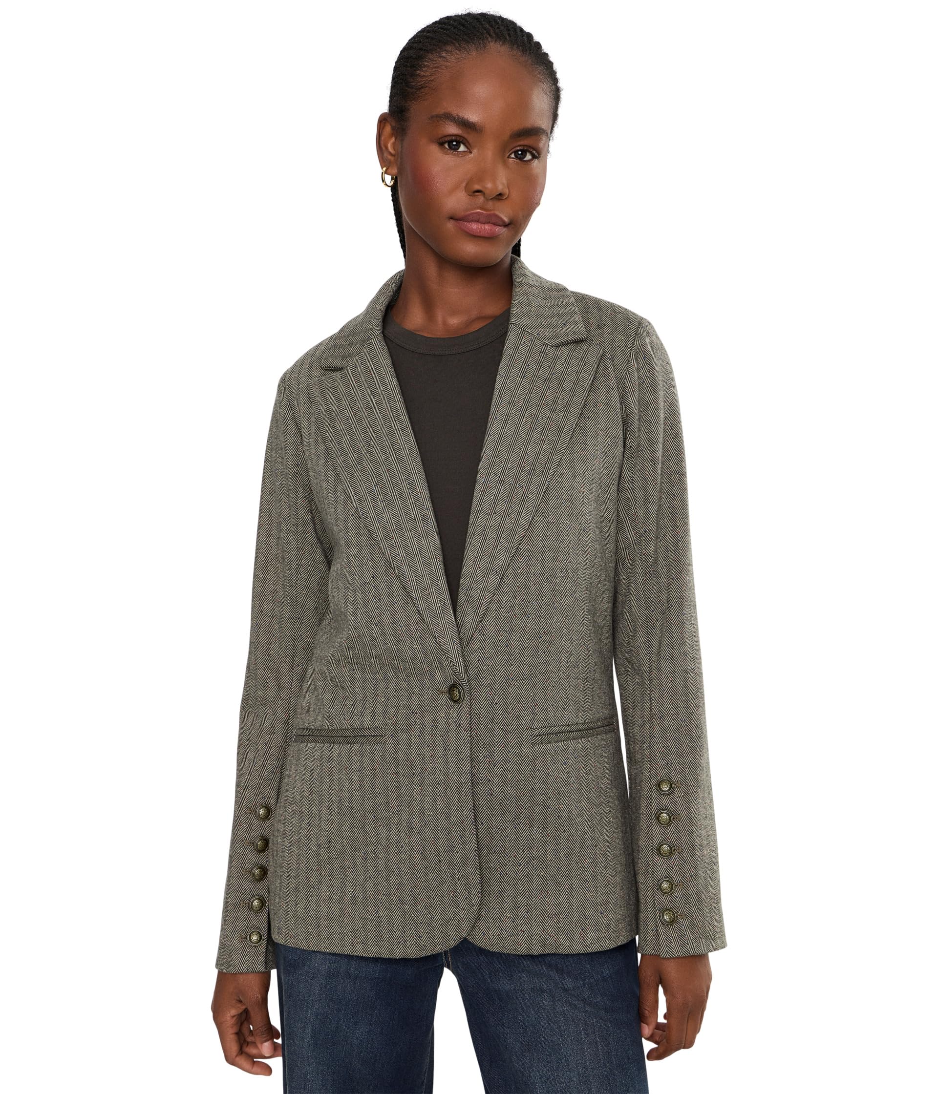 Blazer With Button Sleeve
