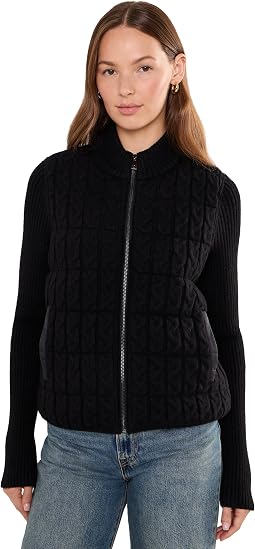 Long Sleeve Zip Front Quilted Sweater Jacket