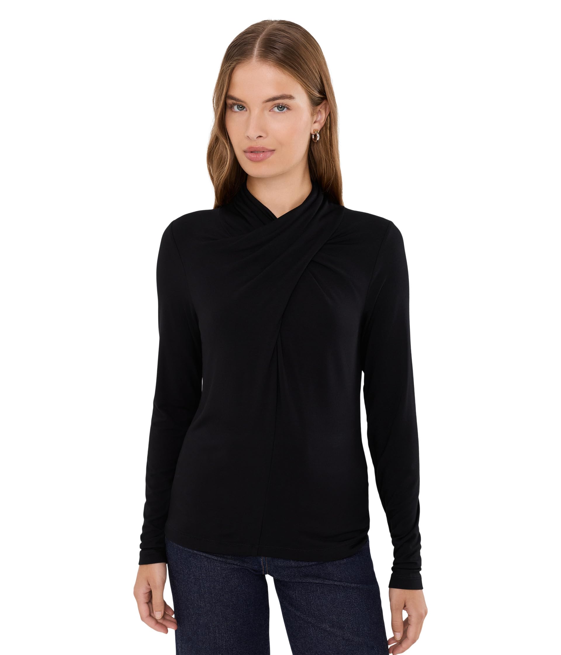 Long Sleeve Wrap Neck Knit Top