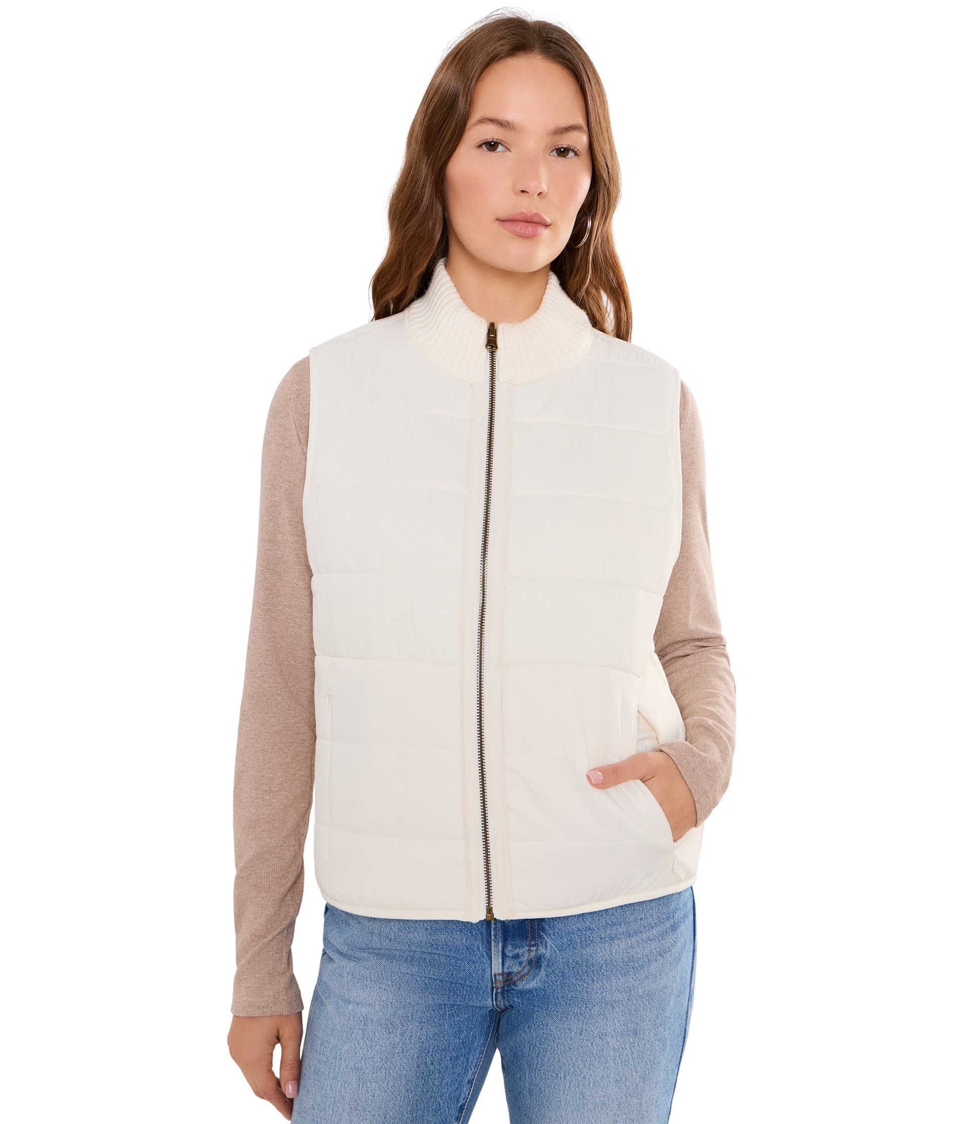 Sleeveless Reversible Zip Front Quilted Sweater Vest