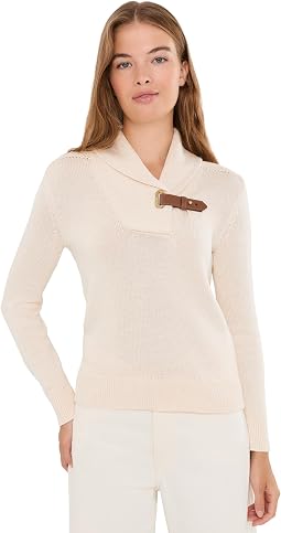 Petite Buckle-Trim Cotton-Blend Sweater