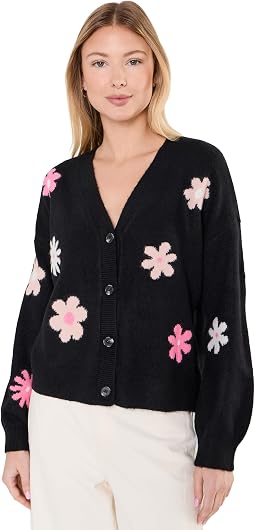Flower Pattern V-Neck Cardigan