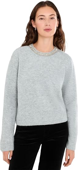 Rhinestone Neckline Sweater