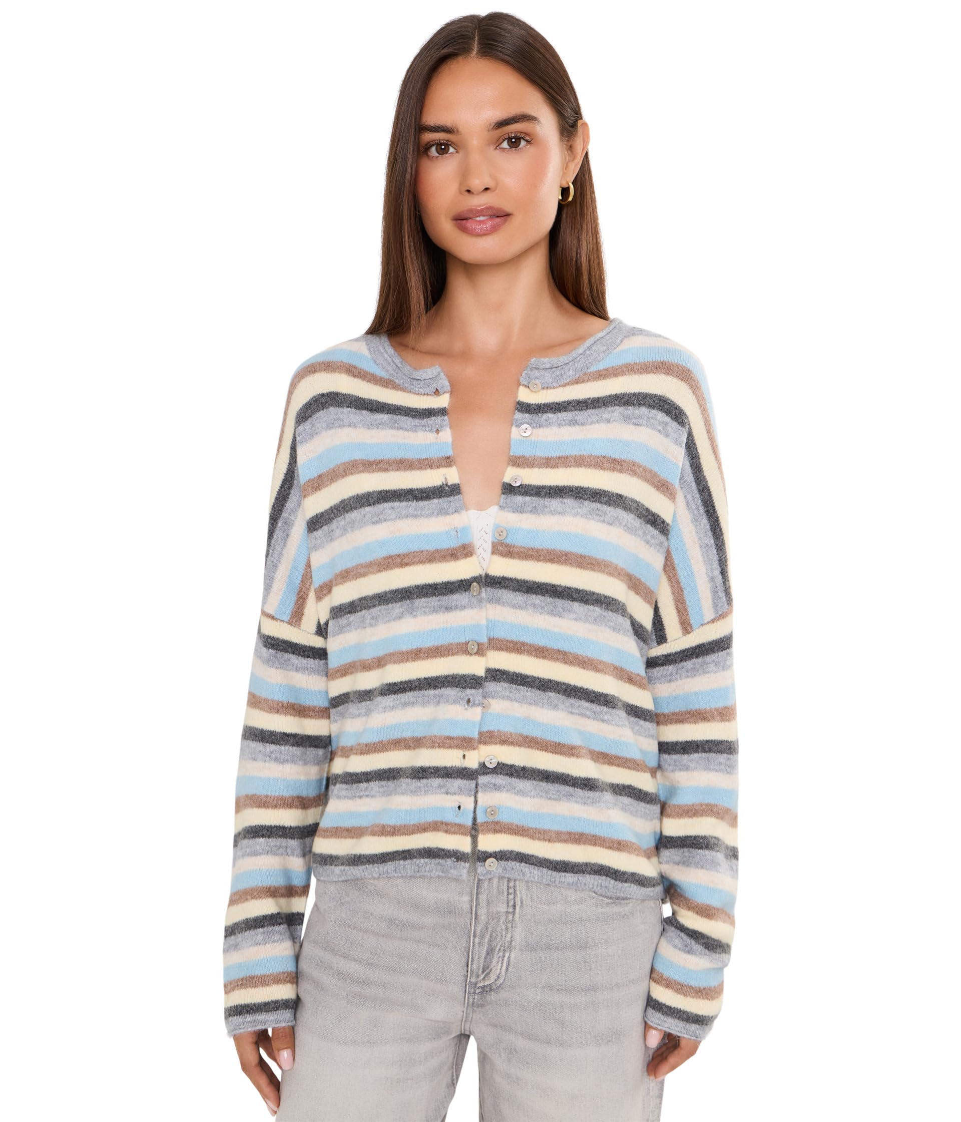 Multi Striped Rollneck Cardigan