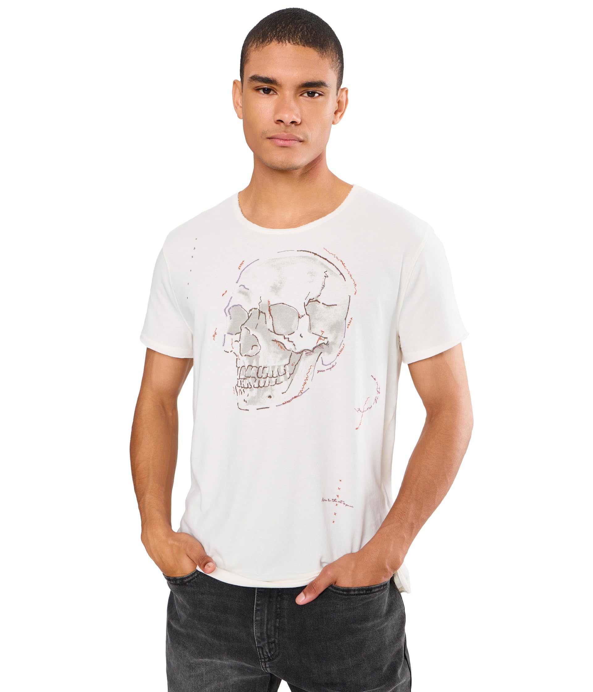 Мужская футболка с вышивкой черепа Skull Embroidery Tee KG7469W26