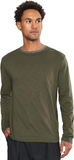 Fine Slub Double Layer Long Sleeve Crew