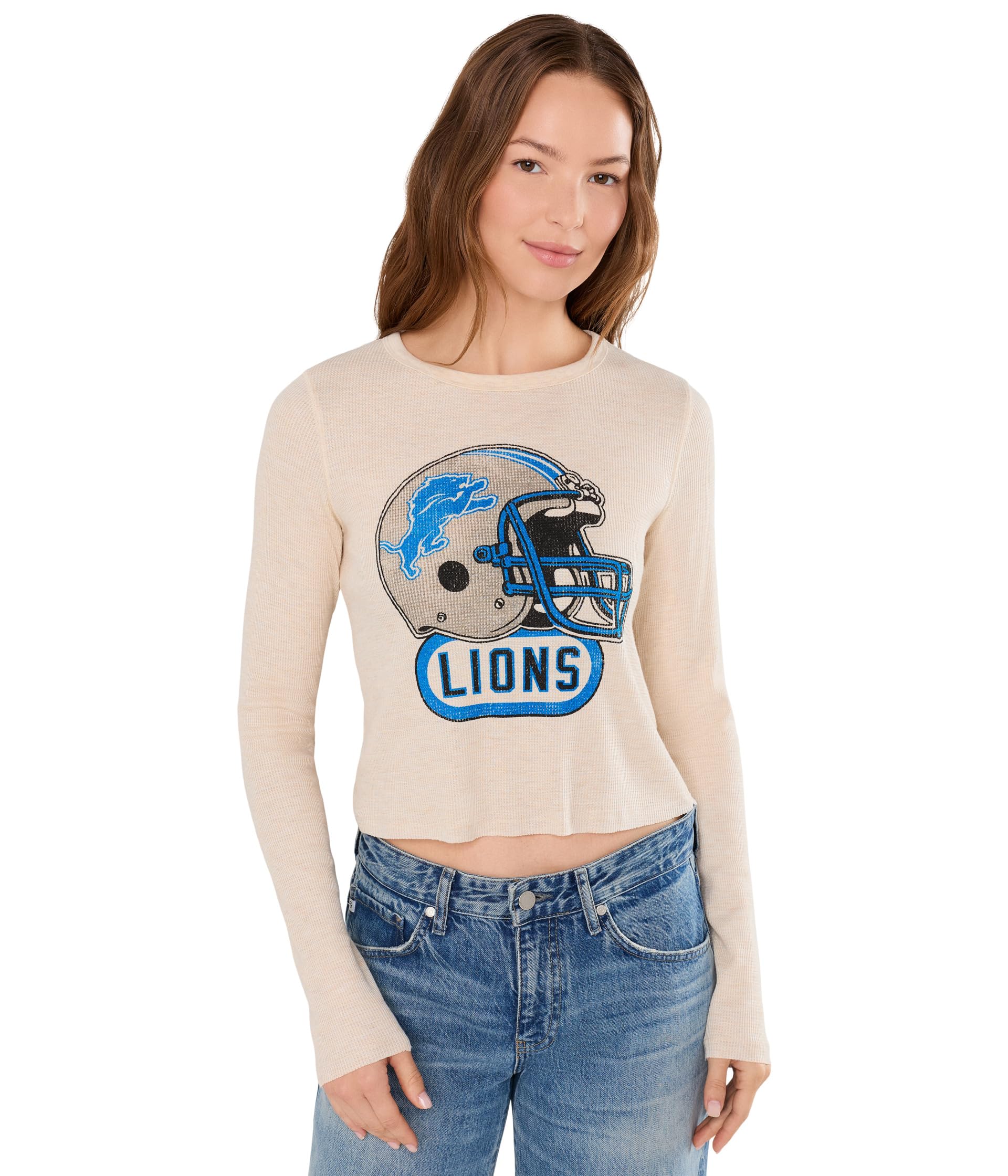 Укороченный термосвитер с логотипом шлема Detroit Lions NFL