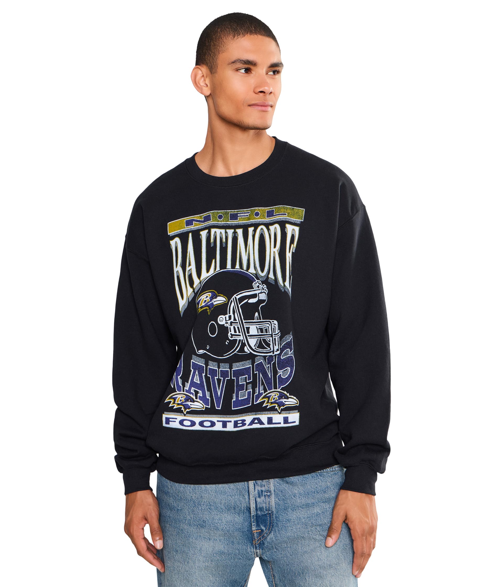 Мужской флисовый свитшот с принтом шлема команды NFL Baltimore Ravens